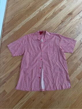 Red striped 100% silk button up shirt tulliano